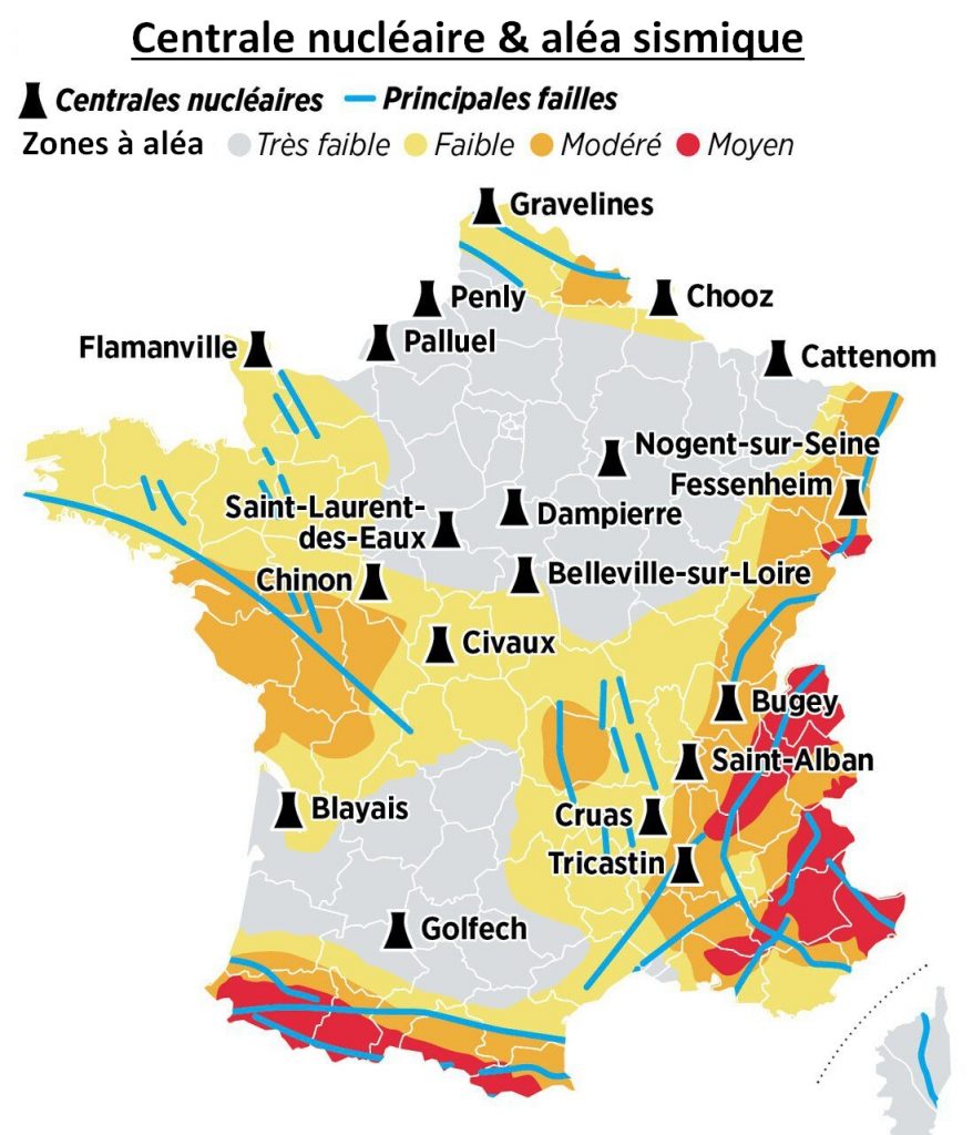 Carte de France (métropolitaine) de l'aléa sismique